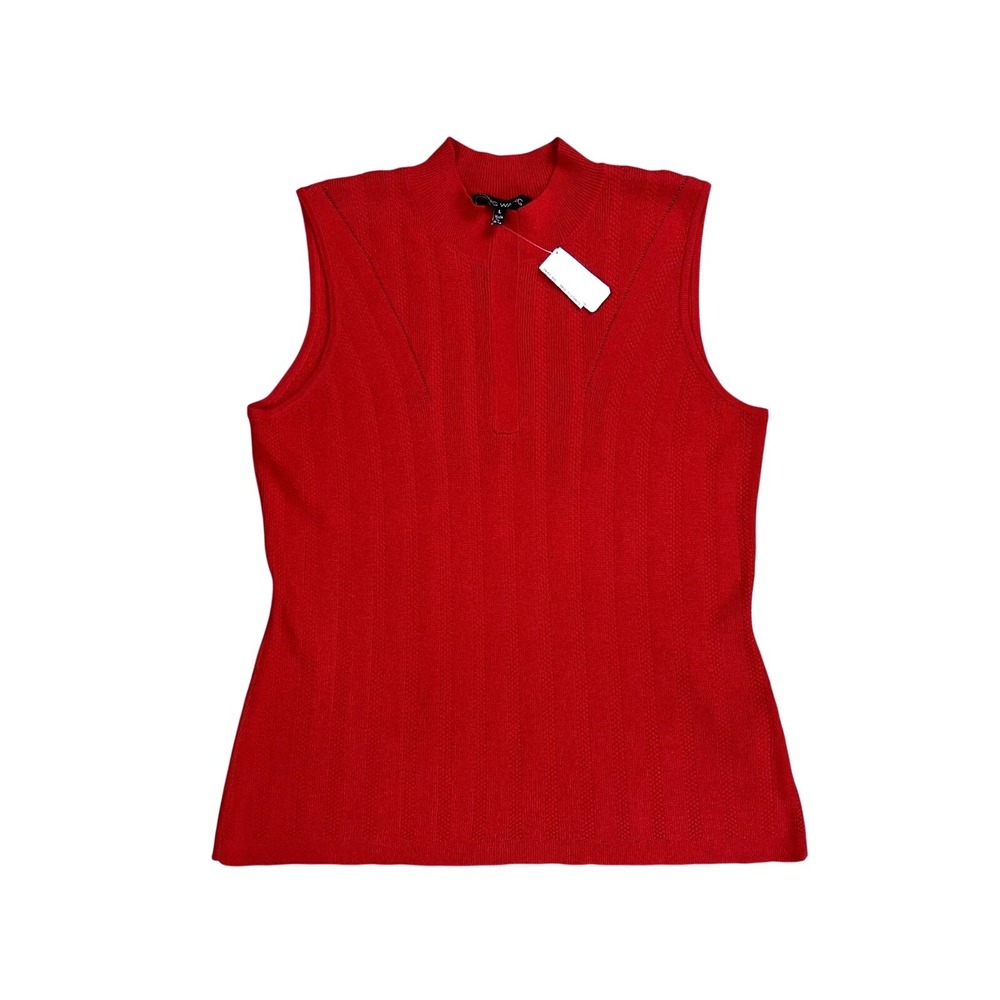 Ming Wang Sleeveless Red‎ Knit Top Size L Rayon/Polyester Blend
